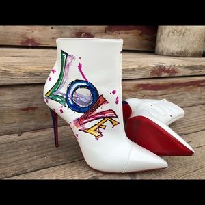Christian Louboutin White Love Stiletto Boots